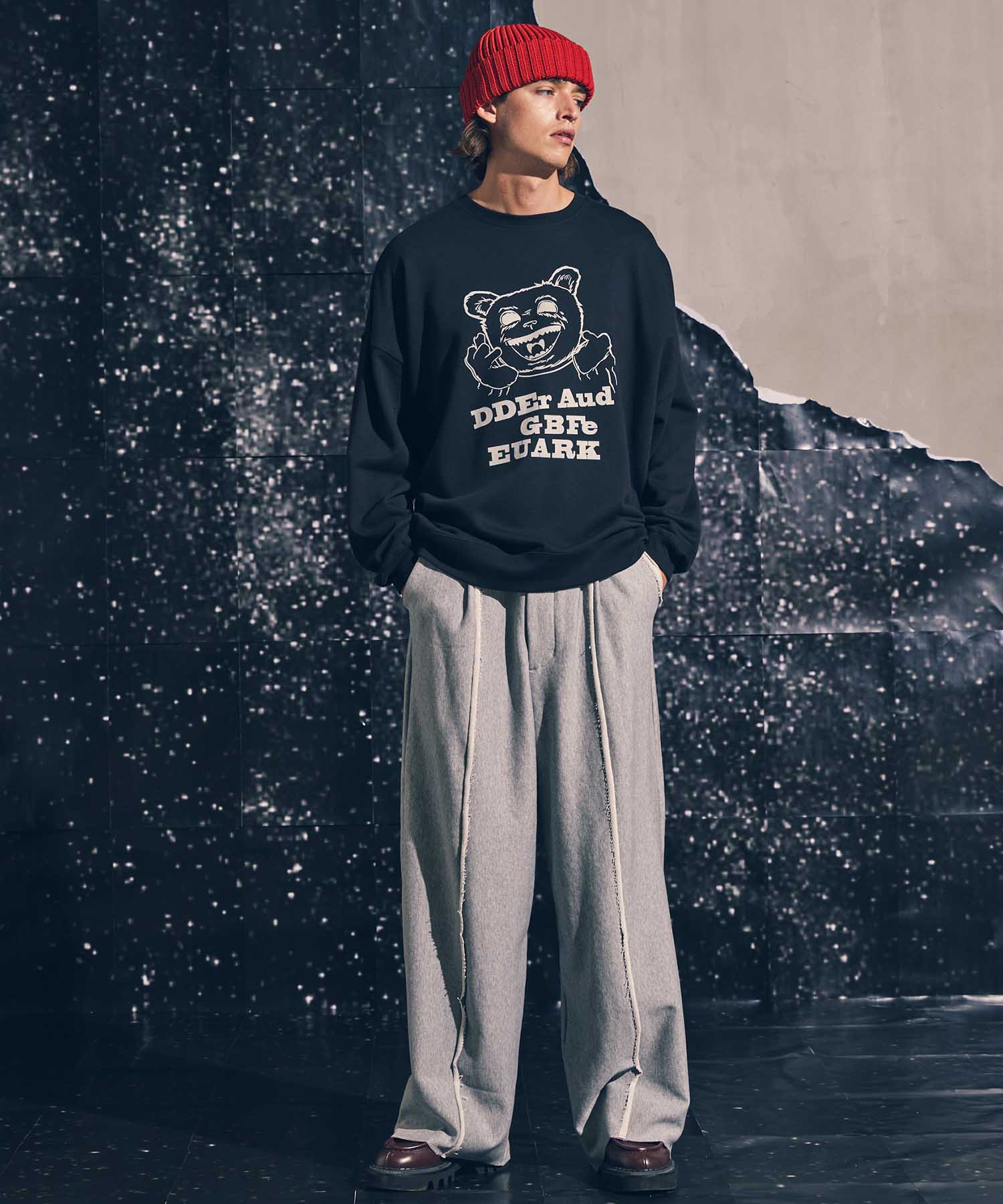 【SALE】Crush Sweat Prime-Wide Pin tuck Easy Pants