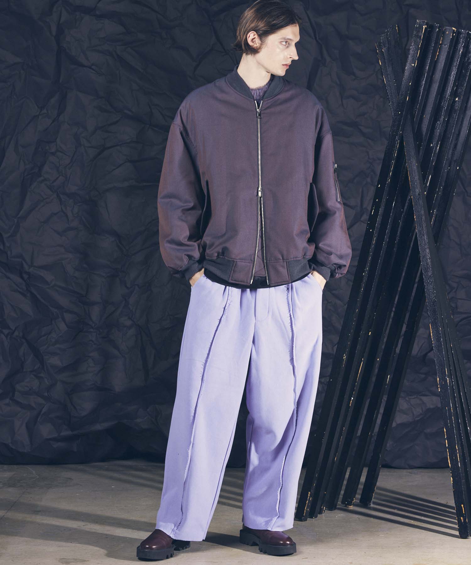 【SALE】Crush Sweat Prime-Wide Pin tuck Easy Pants