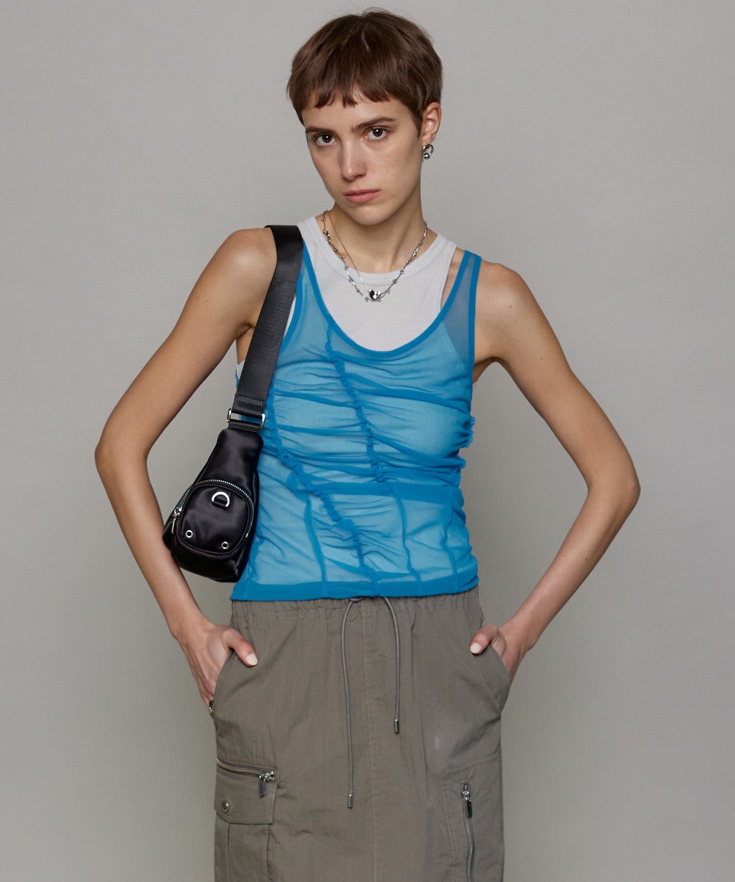 Sheer Drape layered Tank Top