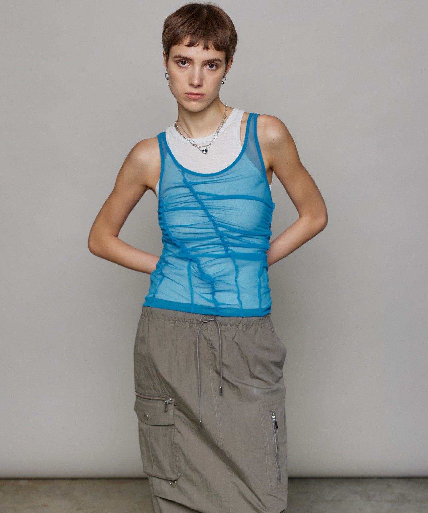 Sheer Drape layered Tank Top