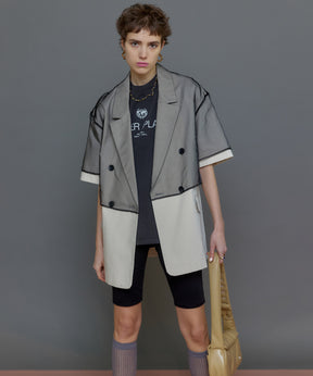 See-through Layered Half Sleeve Jacket