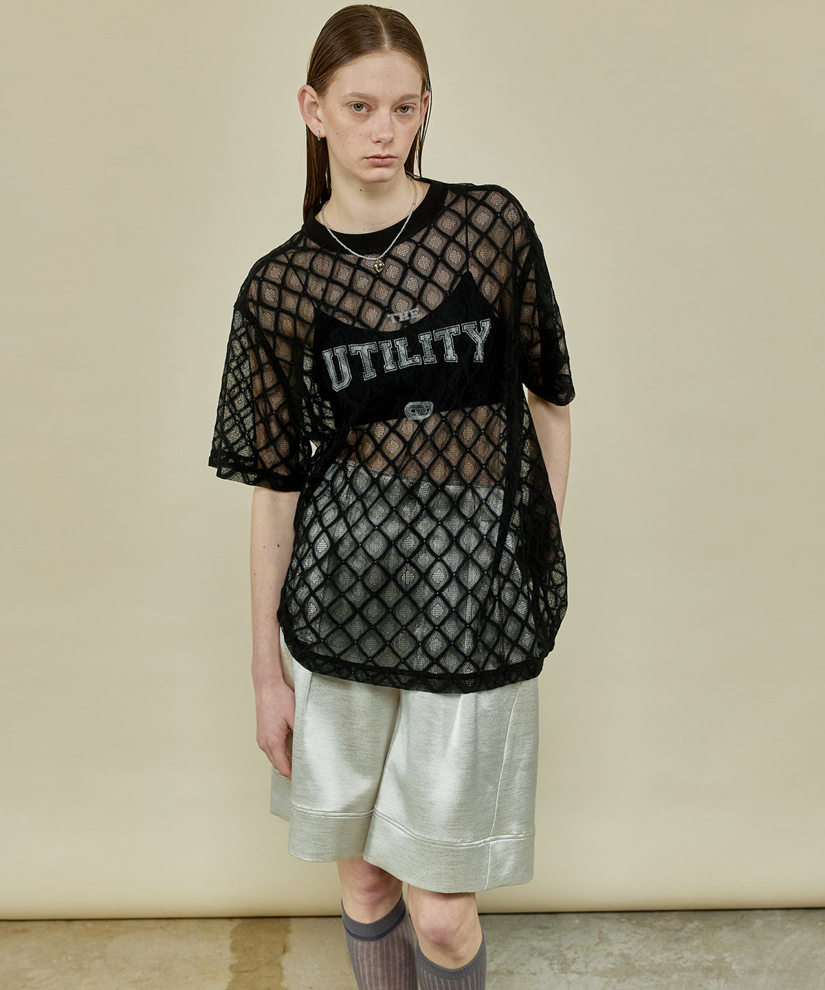 Lace Logo Print Oversized T-shirt