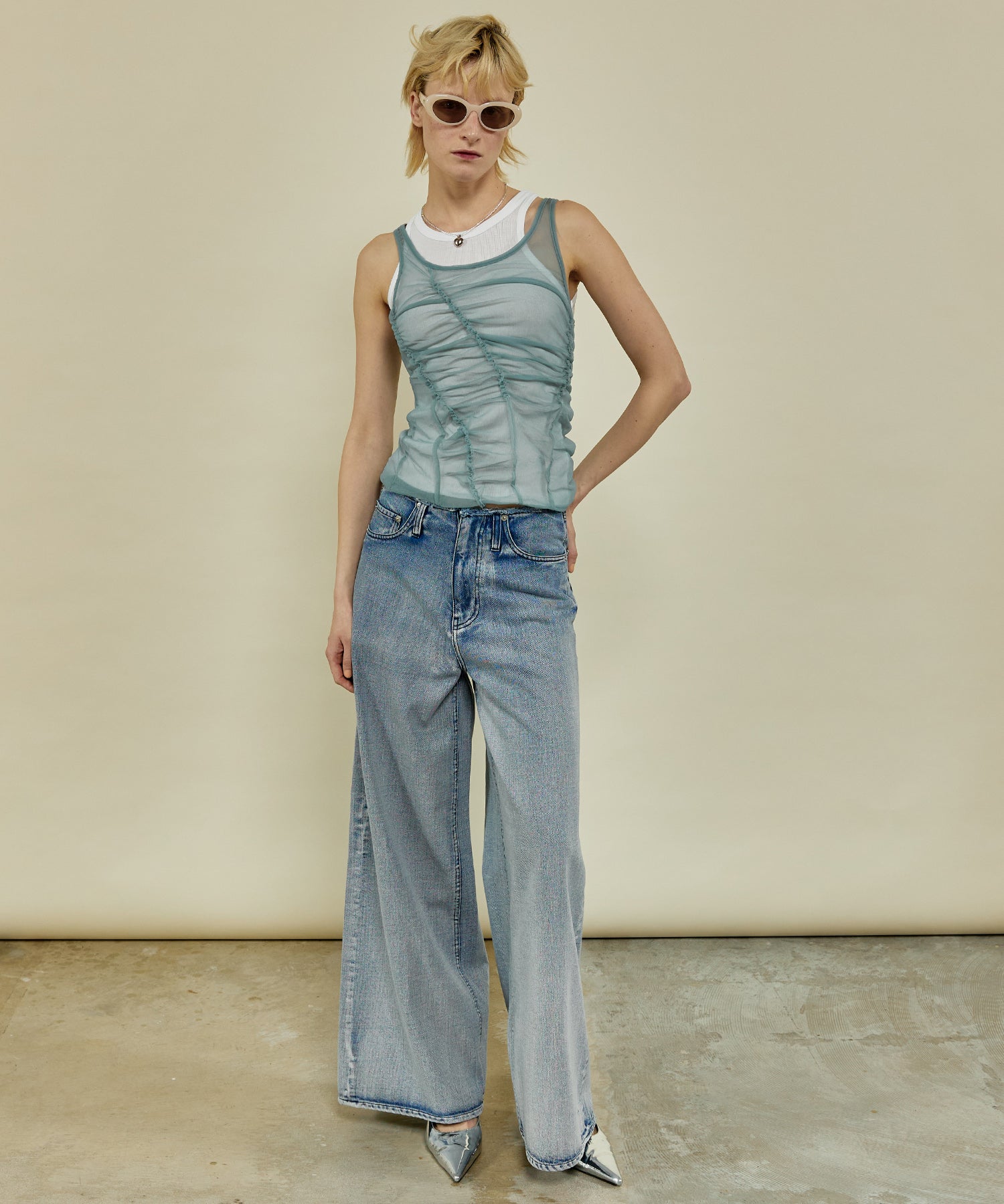 Sheer Drape layered Tank Top