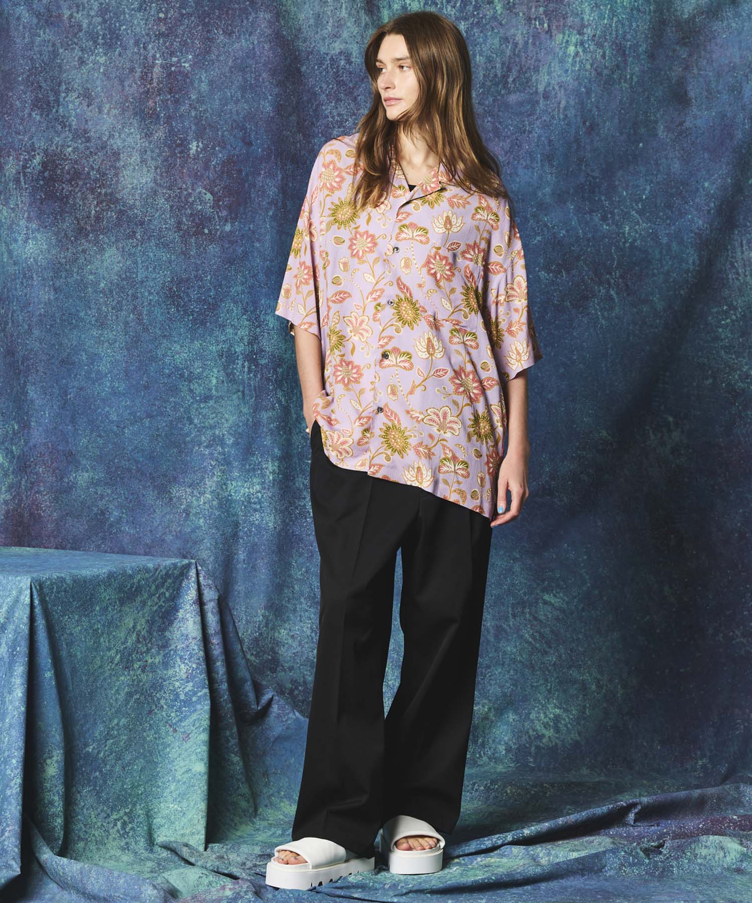 Triacetate Three-Tuck Wide Pants