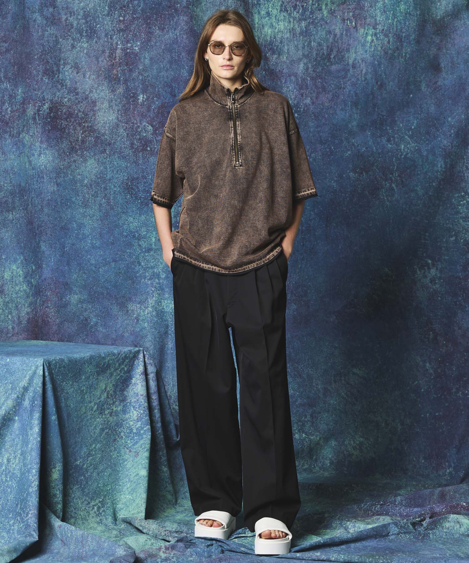 Triacetate Three-Tuck Wide Pants