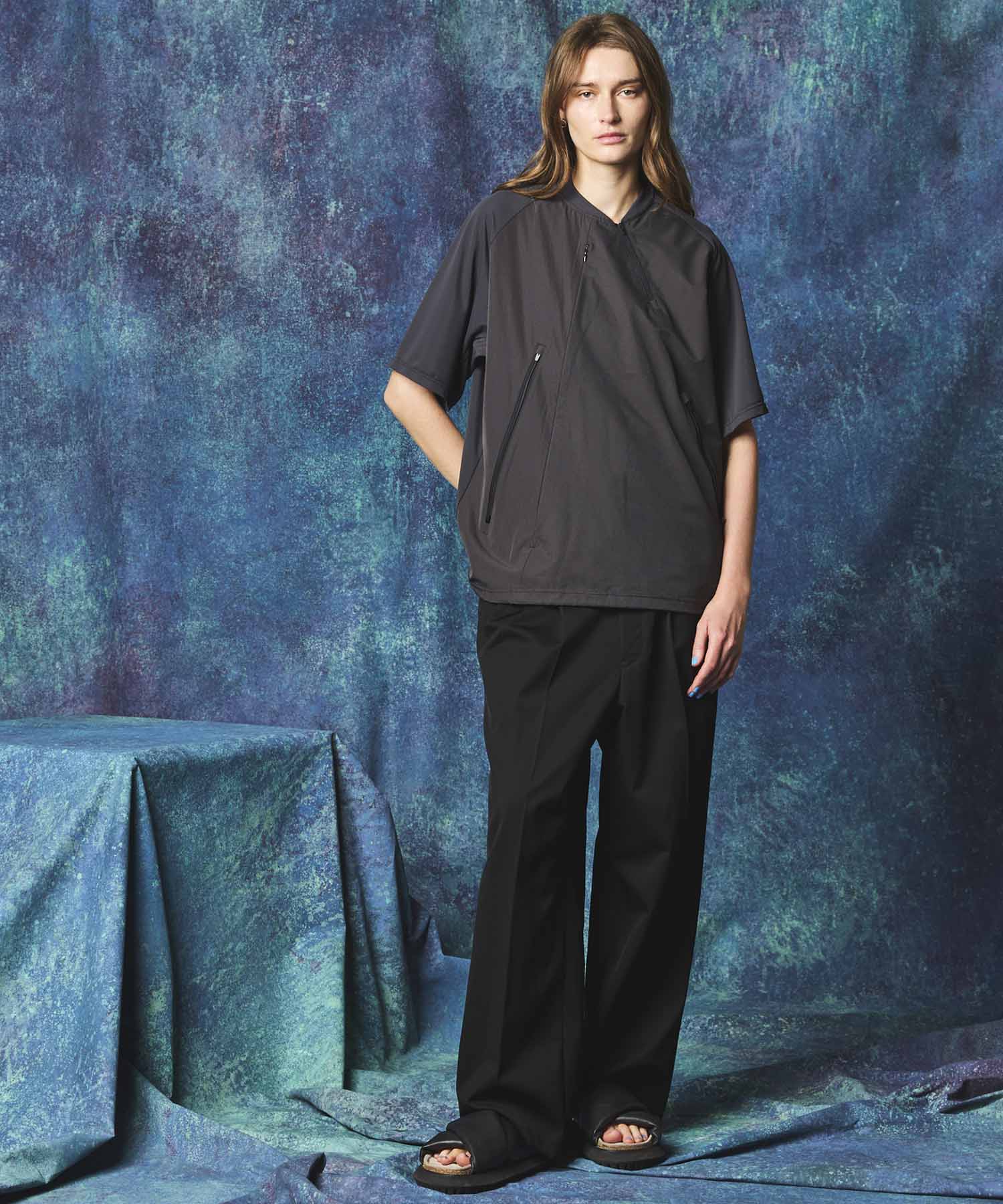 Triacetate Three-Tuck Wide Pants