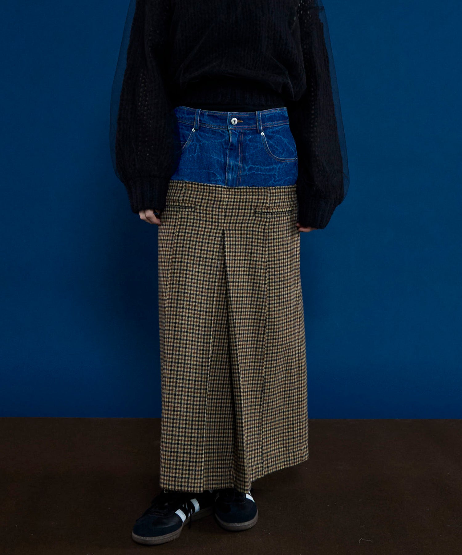 Tweed Layered Box Pleated Skirt