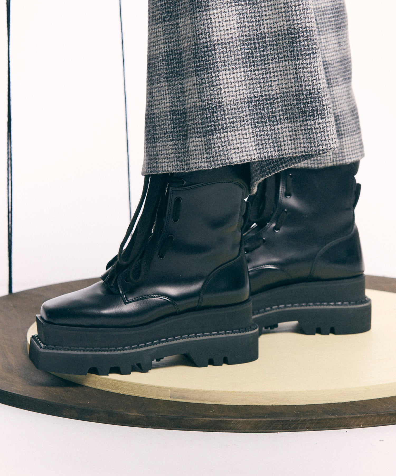 【SPECIAL SHOES FACTORY COLLABORATION】Italian Vibram Square Sole Front Zip Long Boots Made In TOKYO