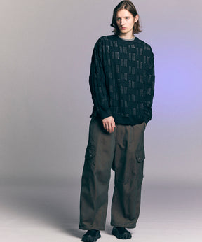 Check Jacquard Prime-Over Crew Neck Knit Pullover