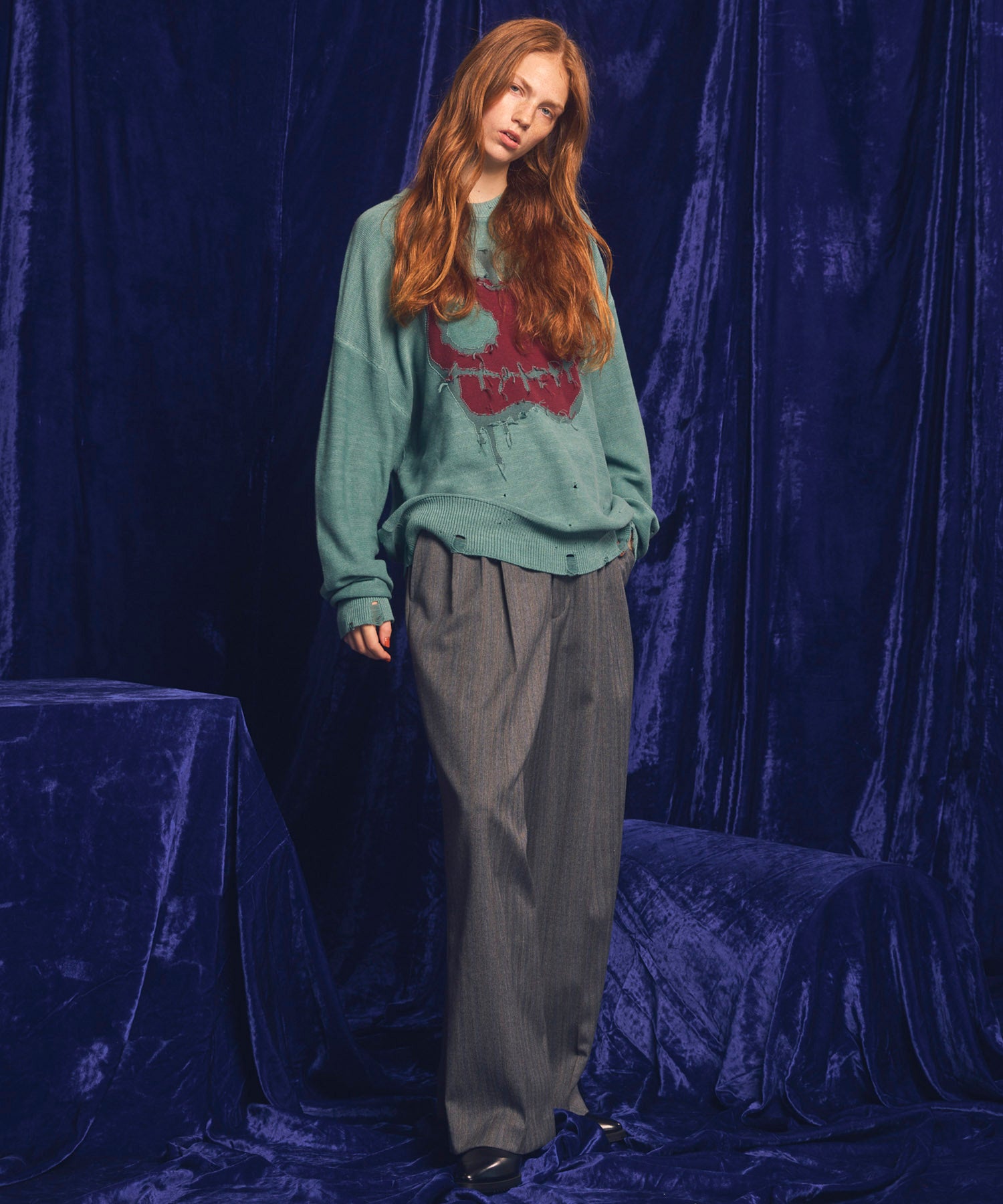 【PRE-ORDER】「Halloween Apple」 Pigment Dyed Intarsia Knit Pullover