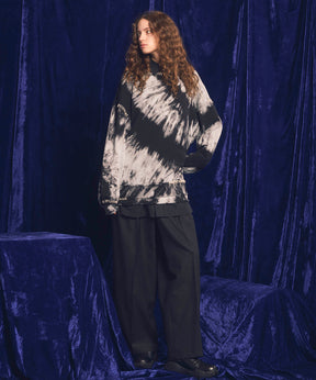 Tie-Dye Bleach Hand Embroidery Prime-Over Crew Neck Sweat Pullover