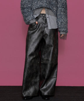 【24WINTER PRE-ORDER】Cocoon Wide Silhouette Vegan Leather Pants