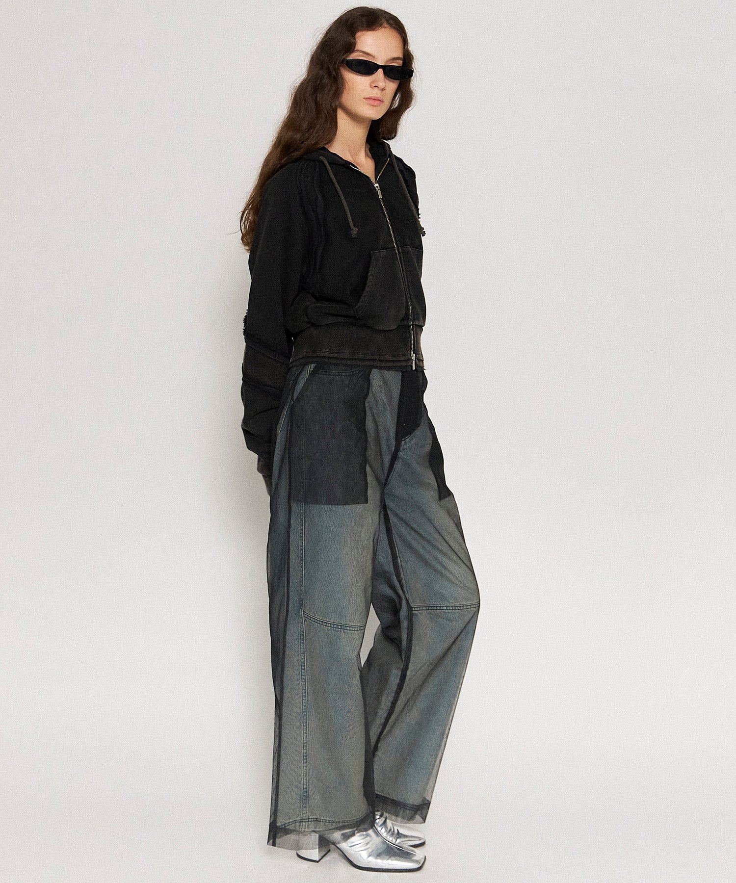 【24WINTER PRE-ORDER】Tulle Layer Denim Pants