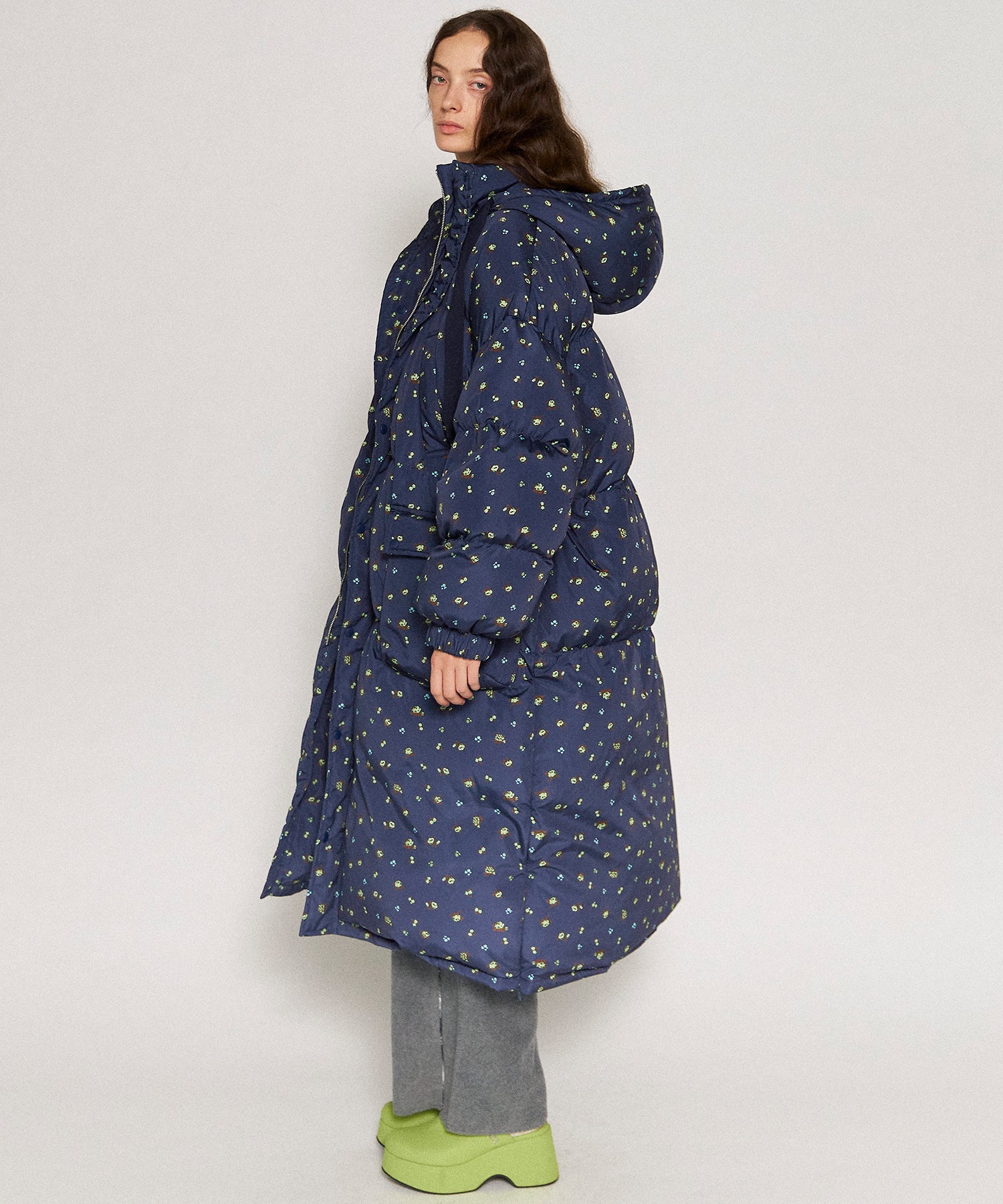 【24WINTER PRE-ORDER】Floral Pattern Long Length Down Coat