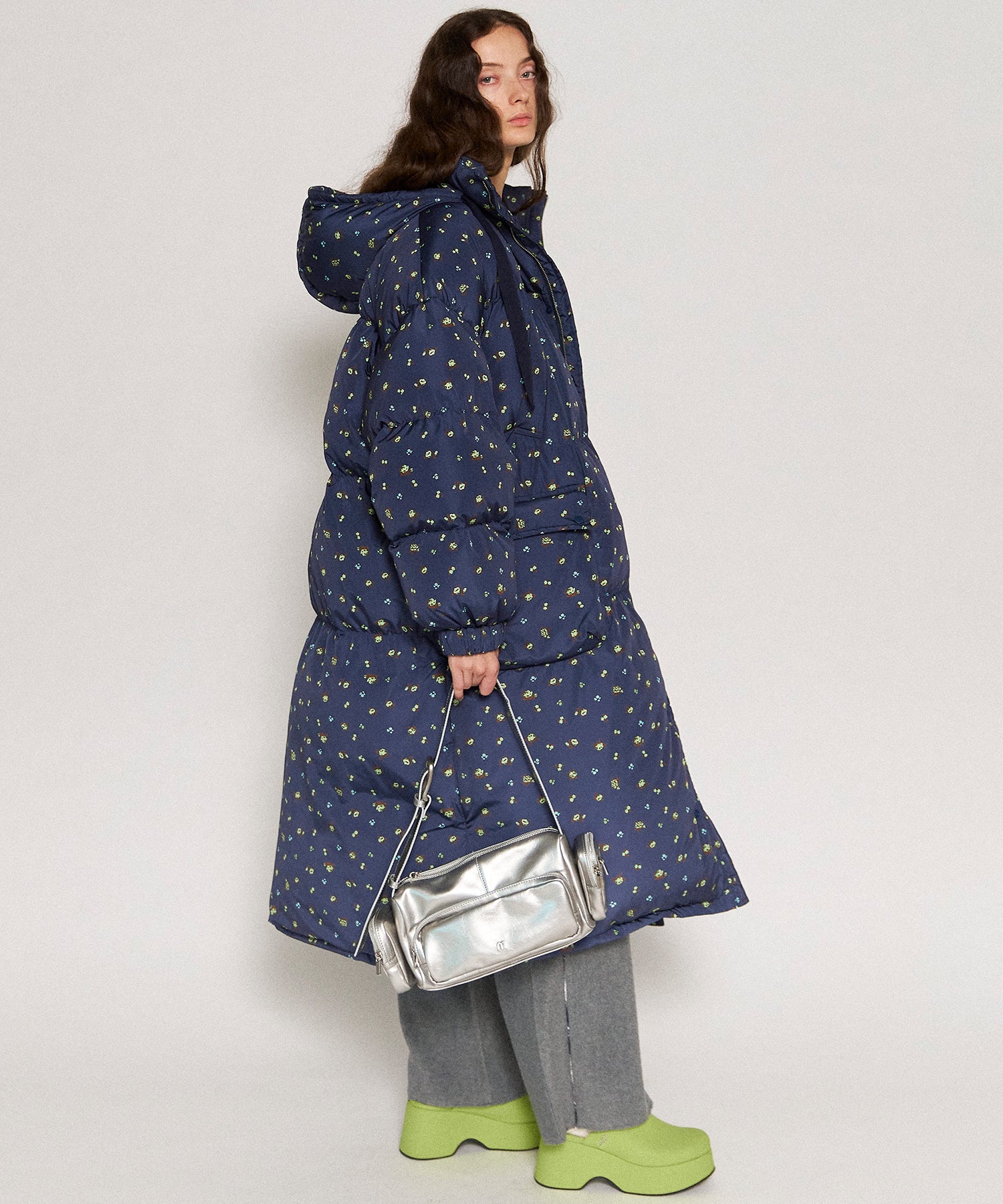 【24WINTER PRE-ORDER】Floral Pattern Long Length Down Coat