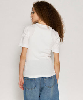 【GANNI】Soft Cotton Rib Short Sleeve T-shirt