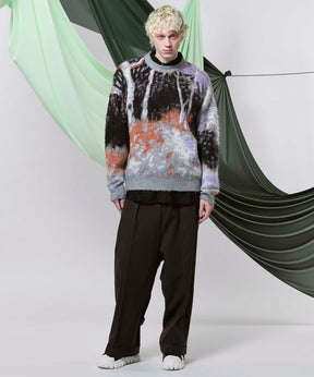 【24AW PRE-ORDER】Prime-Over Landscape Painting Crew Neck Knit Pullover