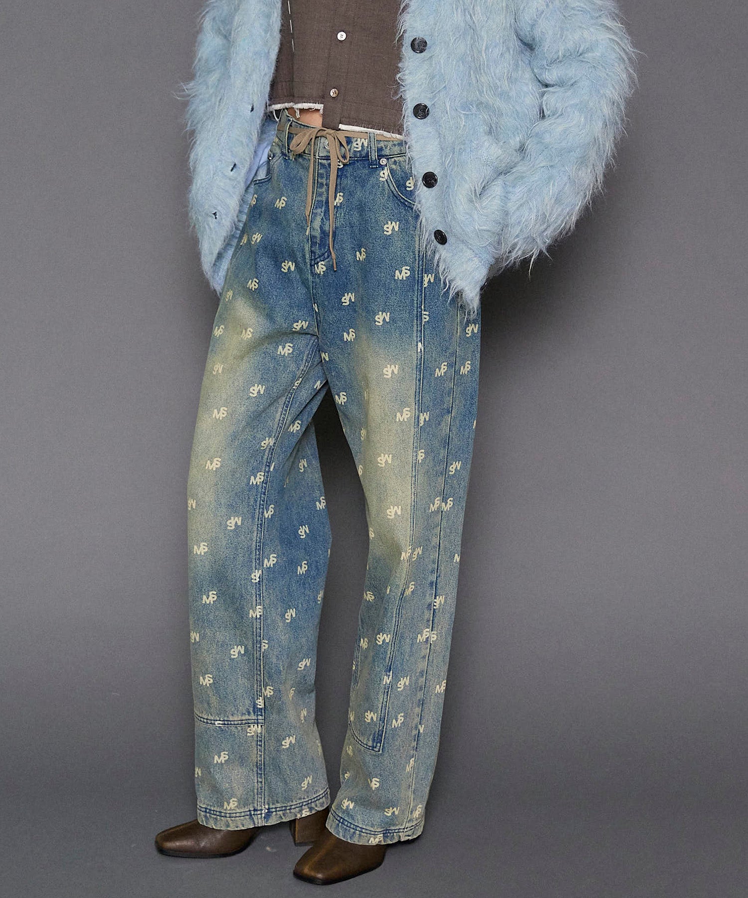 【24WINTER PRE-ORDER】Monogram Print Denim Pants