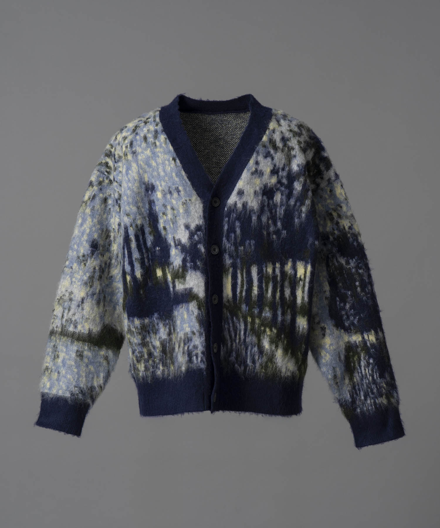 【24AW PRE-ORDER】Prime-Over Landscape Painting V-Neck Knit Cardigan