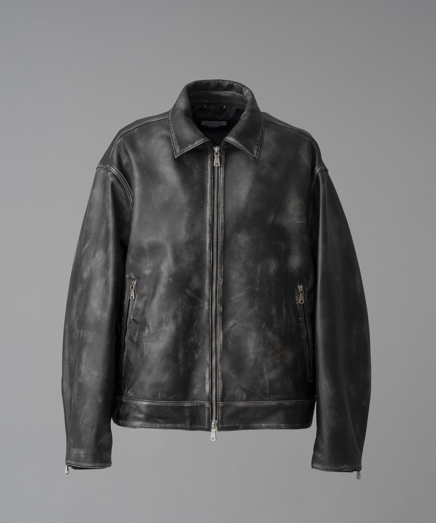 Sheep Leather Prime-Over Single Rider Collared Jacket