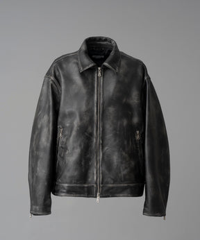 Sheep Leather Prime-Over Single Rider Collared Jacket