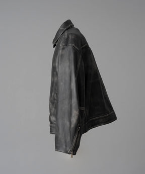 Sheep Leather Prime-Over Single Rider Collared Jacket