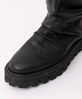 【SPECIAL SHOES FACTORY COLLABORATION】Vibram Sole Gather  Loose Long Boots Made In TOKYO