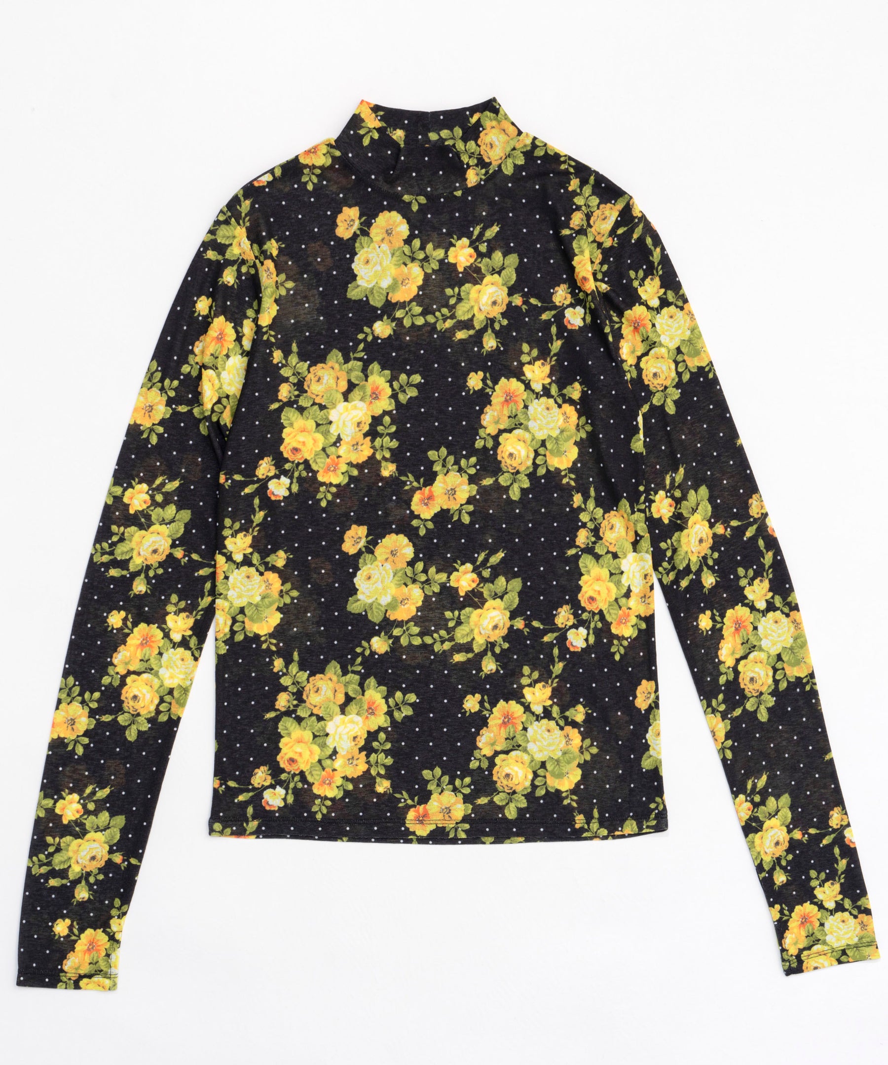 Flower Dot Turtle High Neck Tops