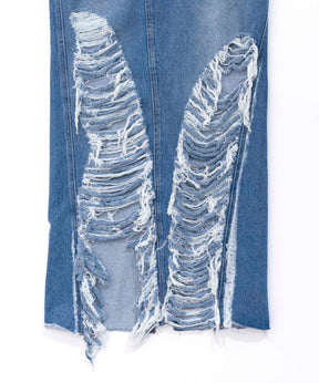 High Damage Denim Skirt