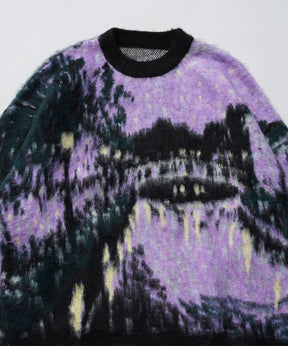 【24AW PRE-ORDER】Prime-Over Landscape Painting Crew Neck Knit Pullover