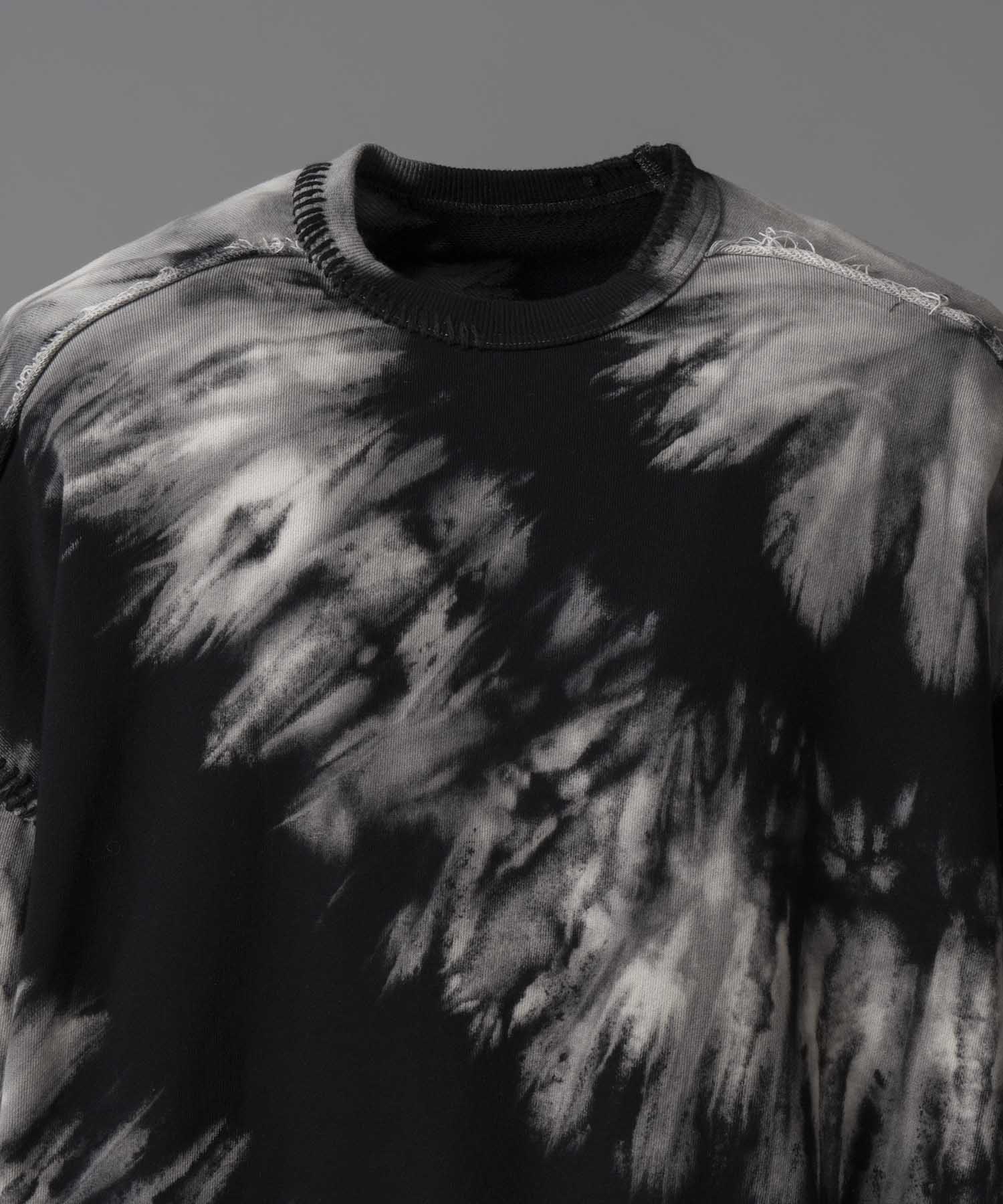 Tie-Dye Bleach Hand Embroidery Prime-Over Crew Neck Sweat Pullover