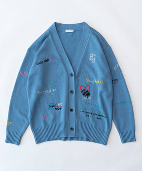 Life Word Embroidery Knit Cardigan