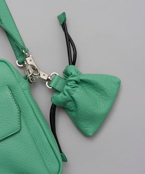 Leather Mini Pouch With Drawstring Charm