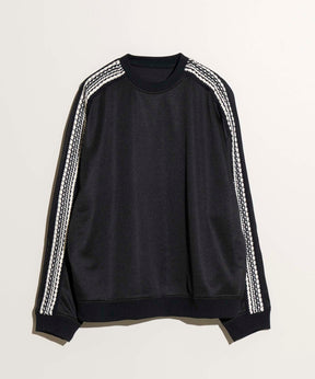 Prime-Over Crochet Line Crew Neck Track Pullover