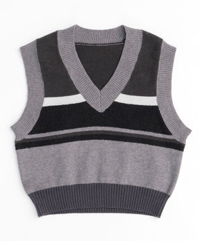 Bicolor Knit  Vest