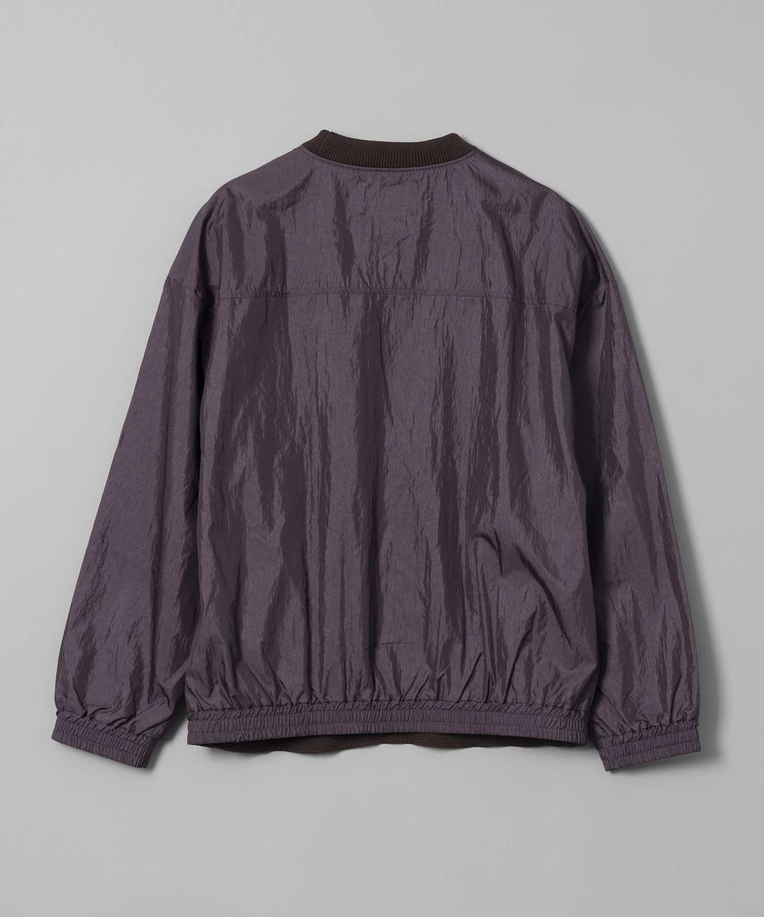 Cable Knit Combination Prime-Over Woven Shirt Crew Neck Pullover