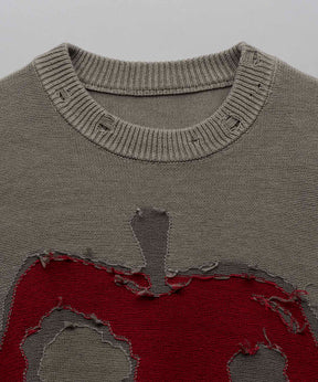 【PRE-ORDER】「Halloween Apple」 Pigment Dyed Intarsia Knit Pullover