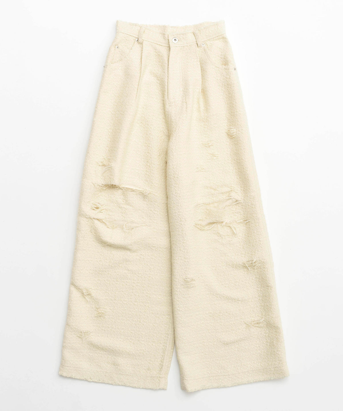 【SALE】Tweed Distressed Wide Pants