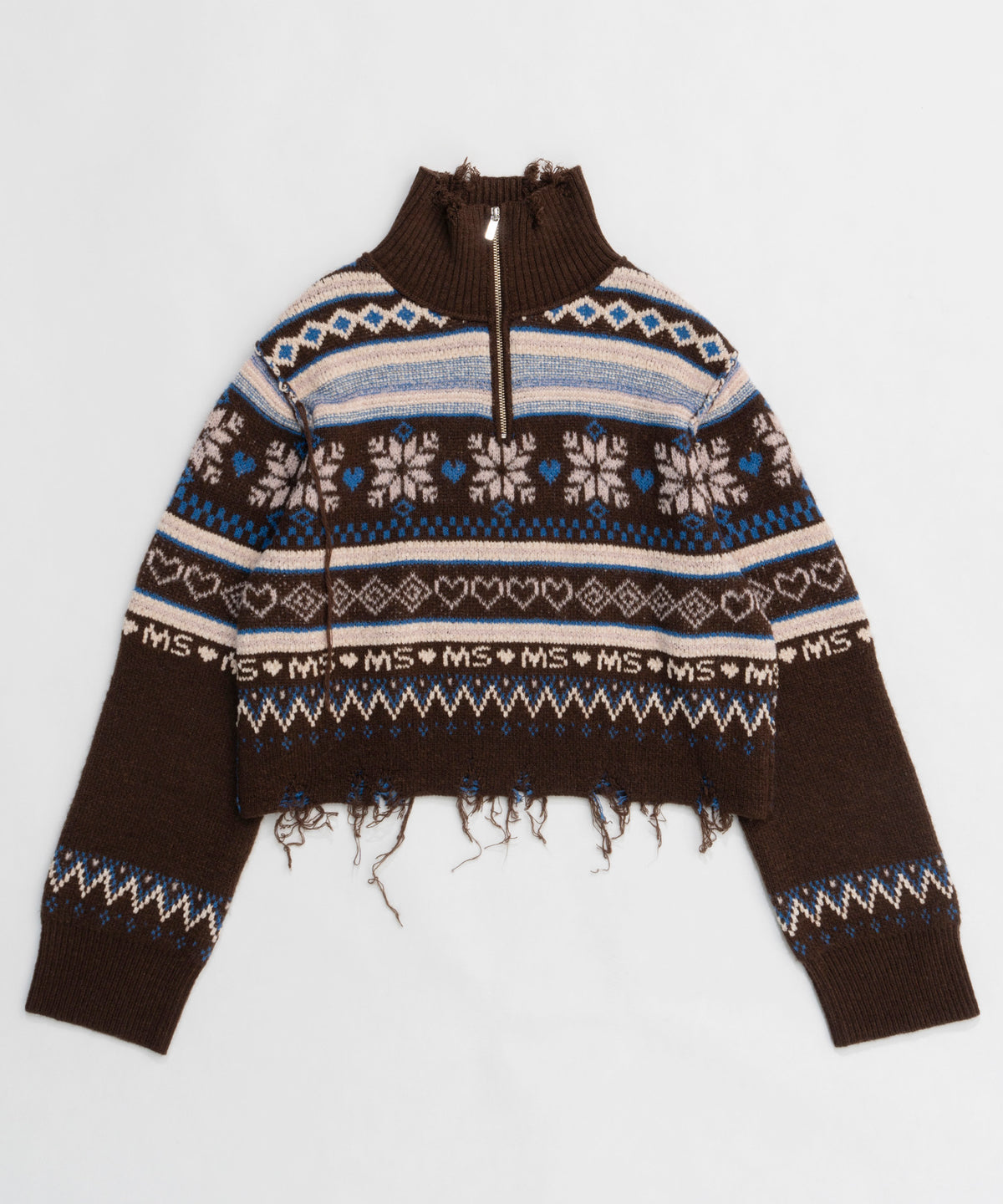 【24WINTER PRE-ORDER】Nordic Pattern Half Zip Knit Tops