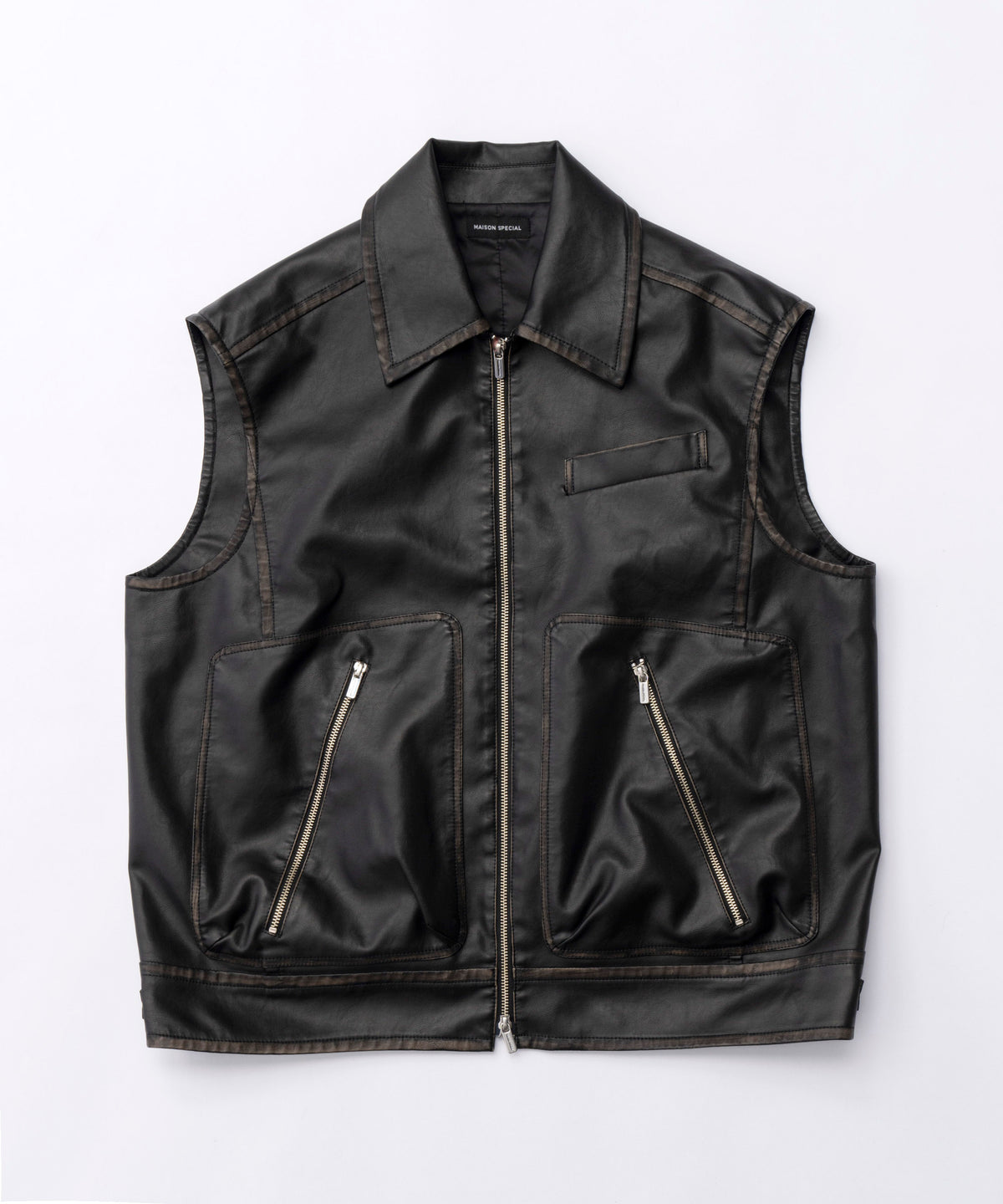 Washed Vegan Leather Vest