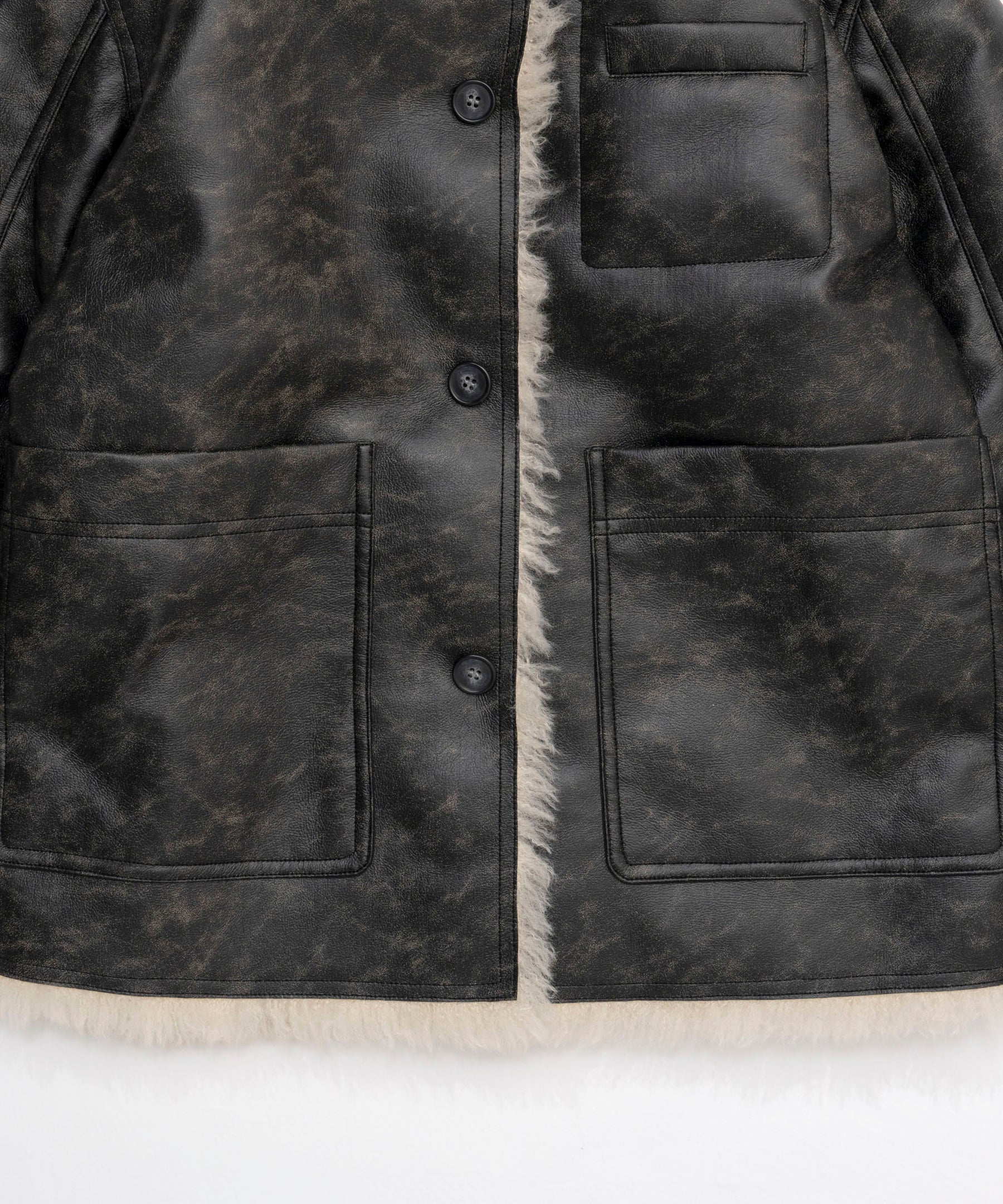 【24WINTER PRE-ORDER】Reversible Vegan Leather Mouton Blouson