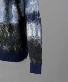 【24AW PRE-ORDER】Prime-Over Landscape Painting Crew Neck Knit Pullover