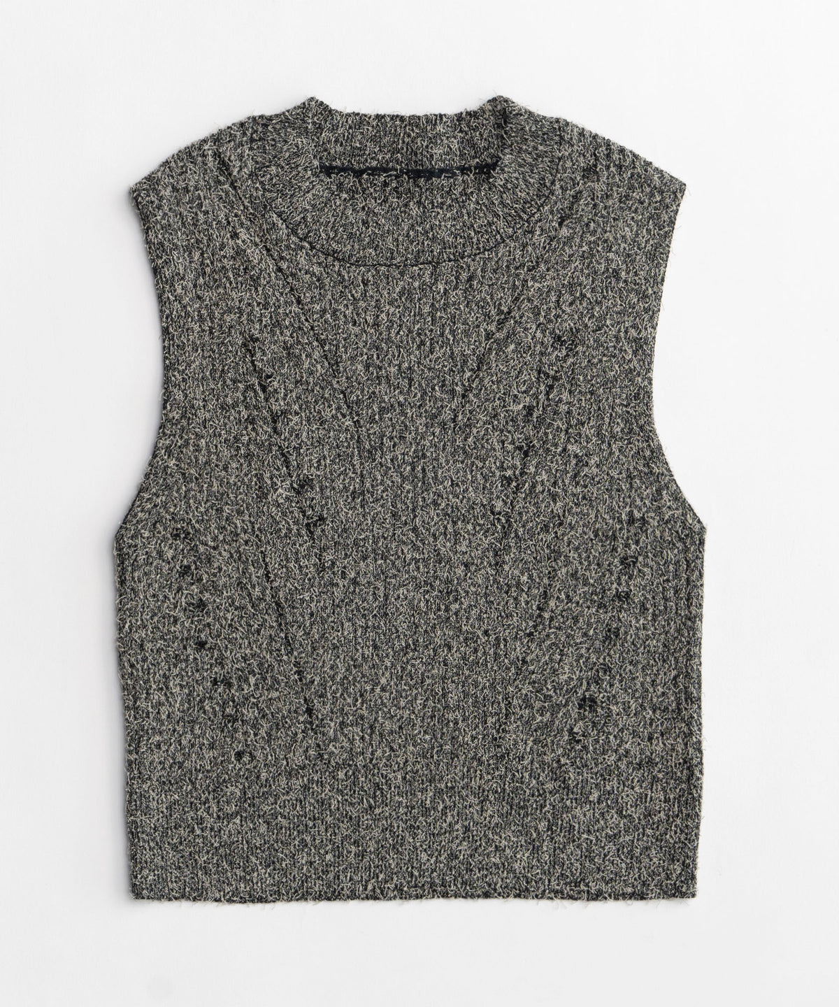 Curl Yarn Short Length Sleeveless Knit Tops