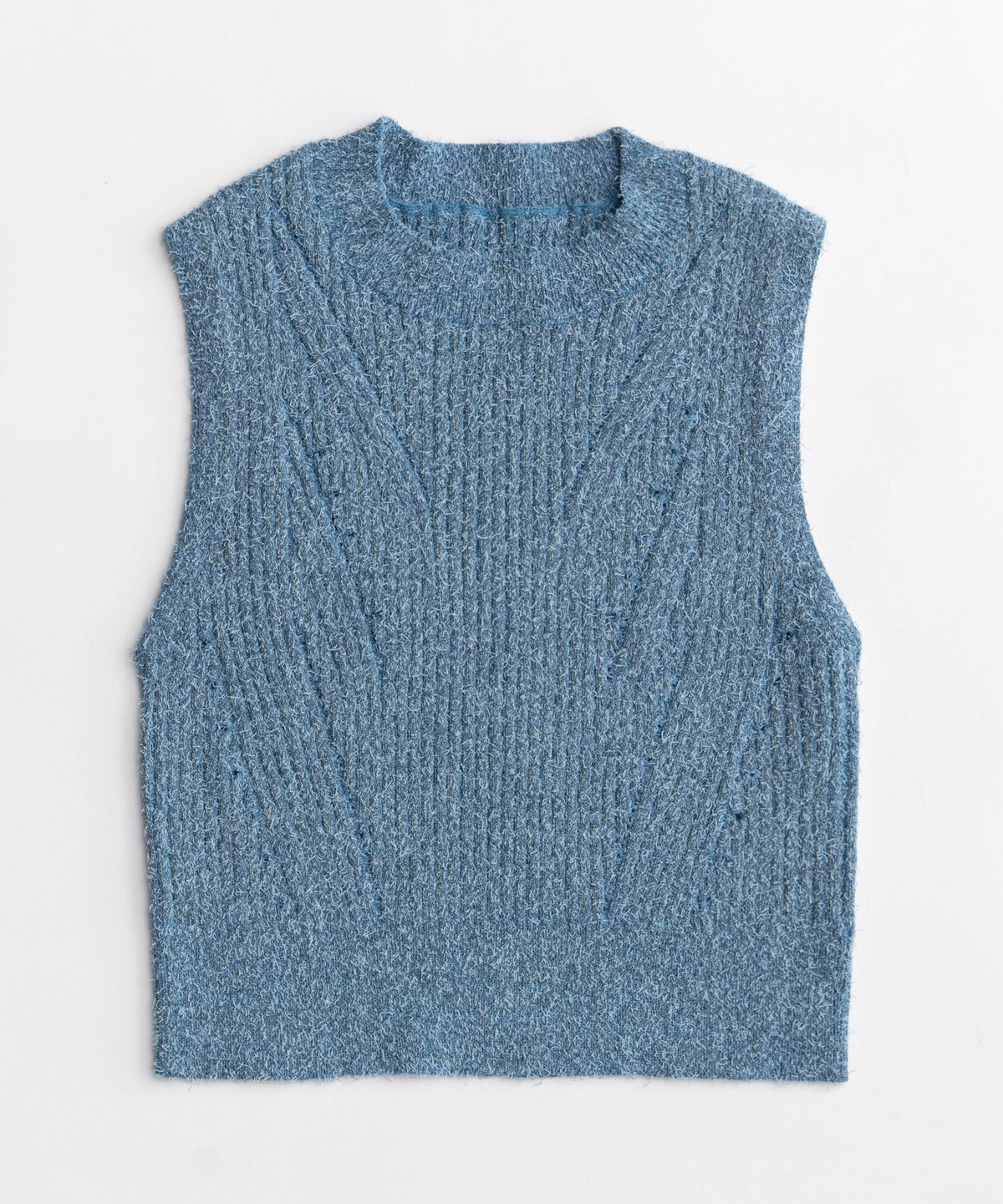 Curl Yarn Short Length Sleeveless Knit Tops