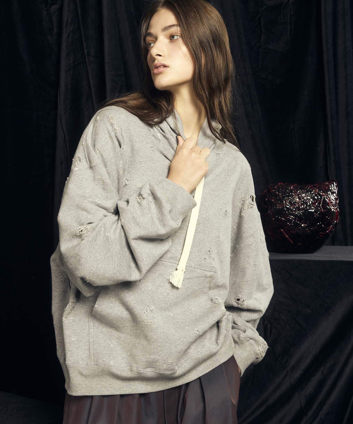 Sweat Jacquard Prime-Over Pullover Hoodie