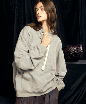 Sweat Jacquard Prime-Over Pullover Hoodie