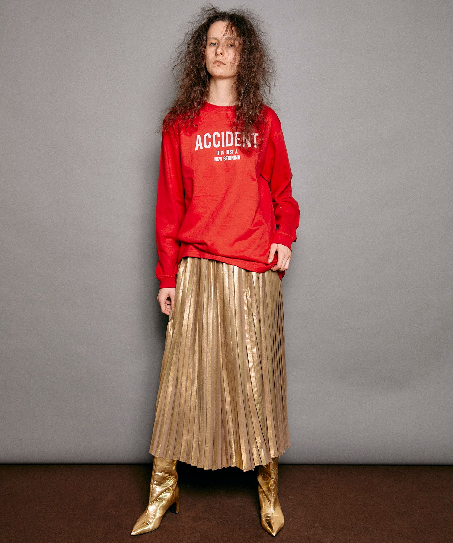 Foil Pleated Skirt