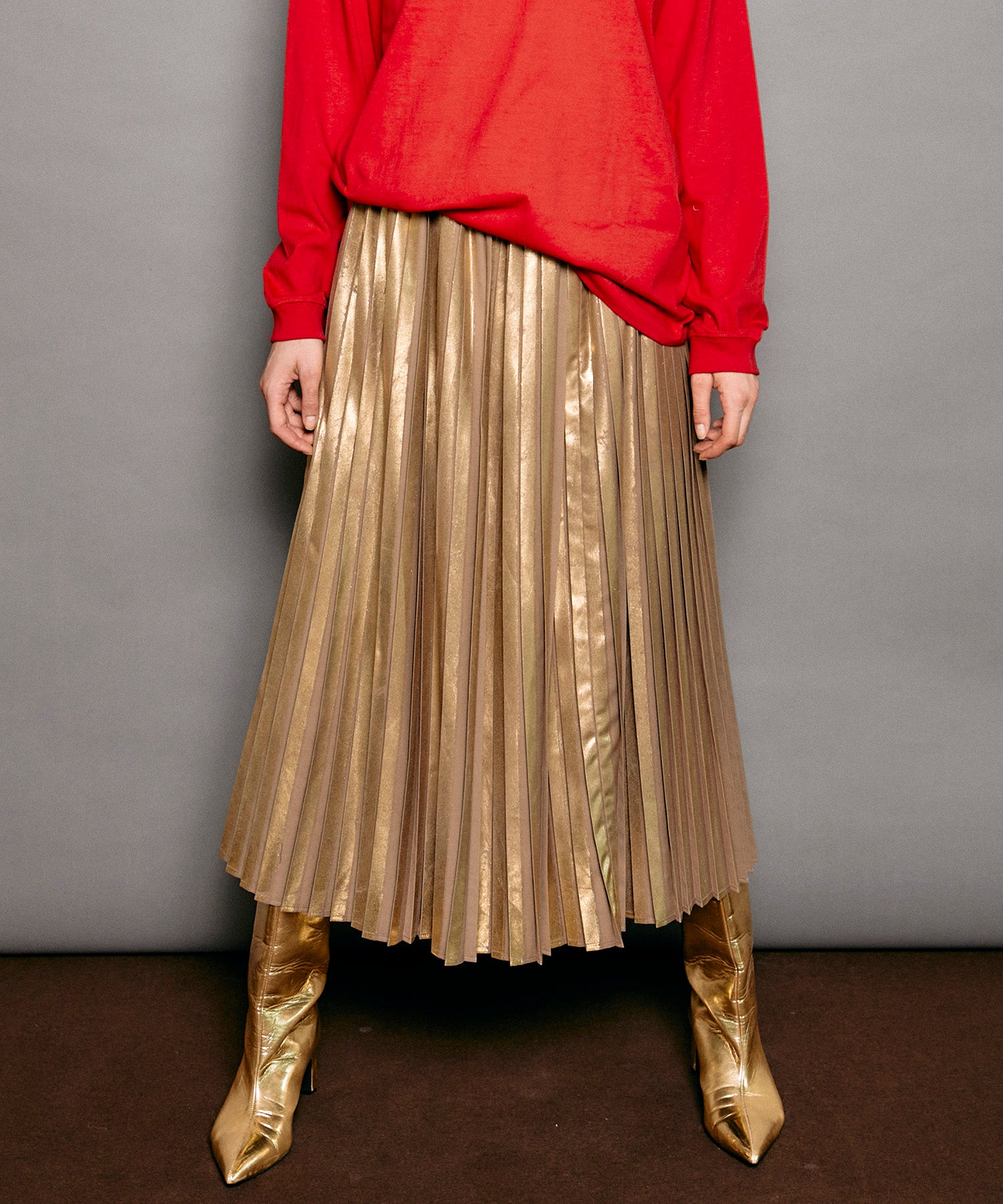 Foil Pleated Skirt