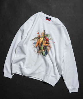 Multi Graphic Prime-Over Crew Neck Sweat Pullover