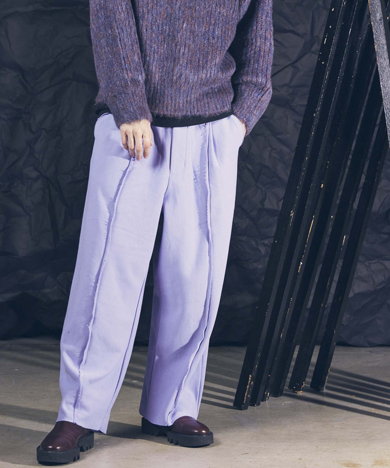 【SALE】Crush Sweat Prime-Wide Pin tuck Easy Pants